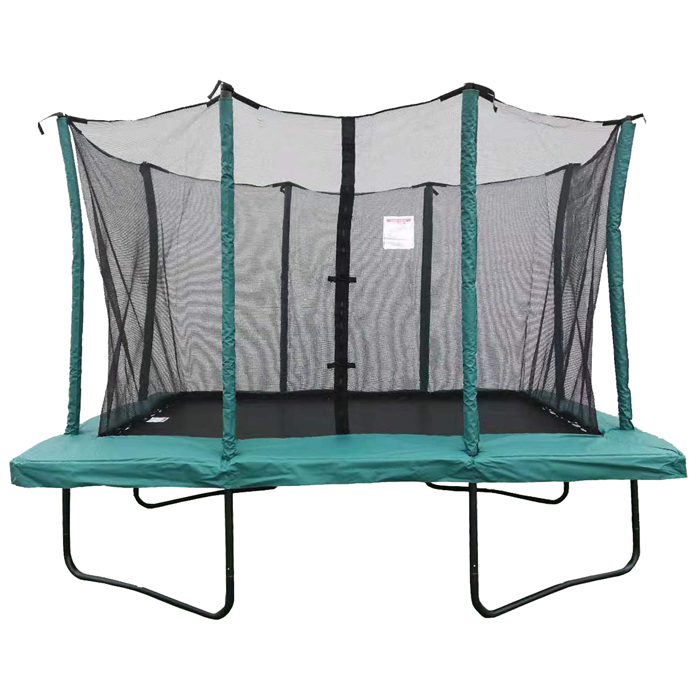 8x12ft Green Powder Coated Rectangular Trampoline With Safety Enclosure