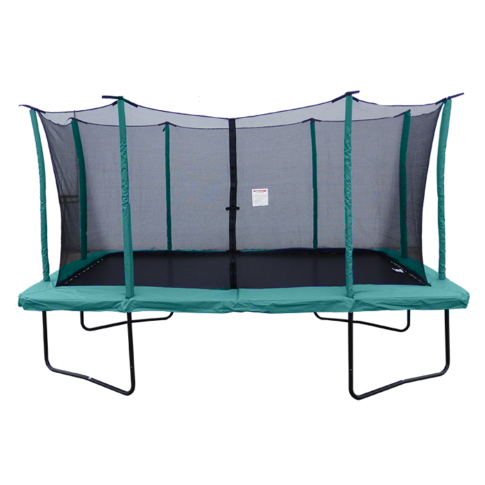 Velocity 9x 14ft Rectangular Green Powder Coated Trampoline With Safety Enclosur