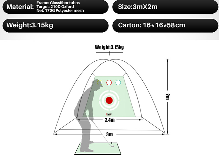 Hillman PGM 3m Deluxe Golf Practice Net Green