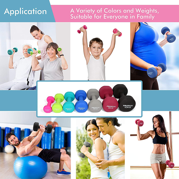 PROIRON Neoprene Coated 3kg Dumbbells