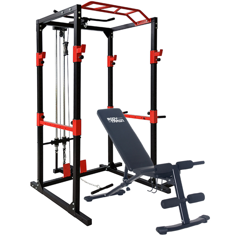 BodyTrain BodyTrain Professional Power Rack with Cable System & Foldable Adjustable Weight Bench Package