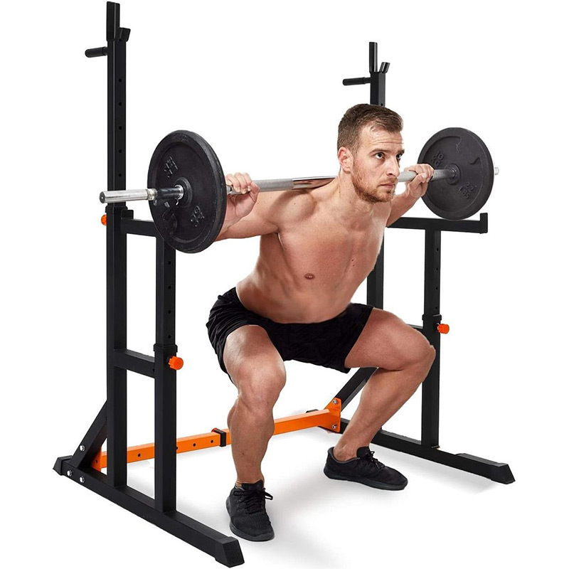 BodyTrain Adjustable Squat & Bench Press Rack with Foldable Adjustable Weight Bench Package