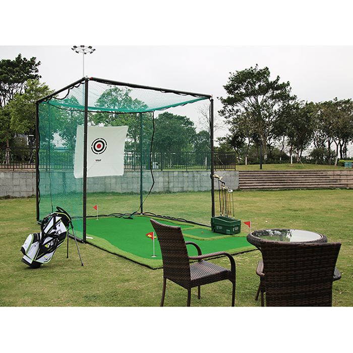 Hillman PGM 2m Heavy Duty Golf Practice Cage Deluxe Practice Mat with Tee And Ball Dispenser Package