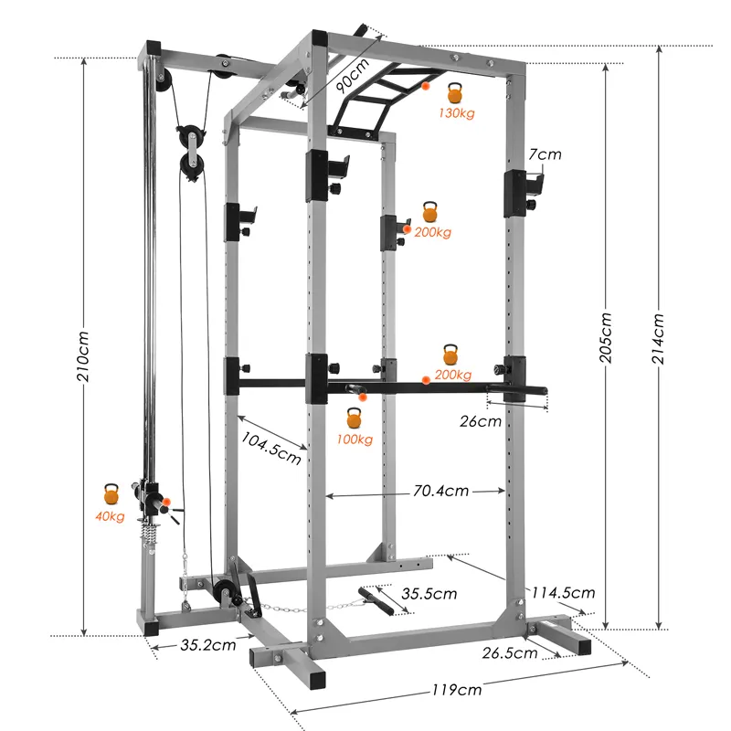 BodyTrain BodyTrain Professional Power Rack with Cable System & Foldable Adjustable Weight Bench Package