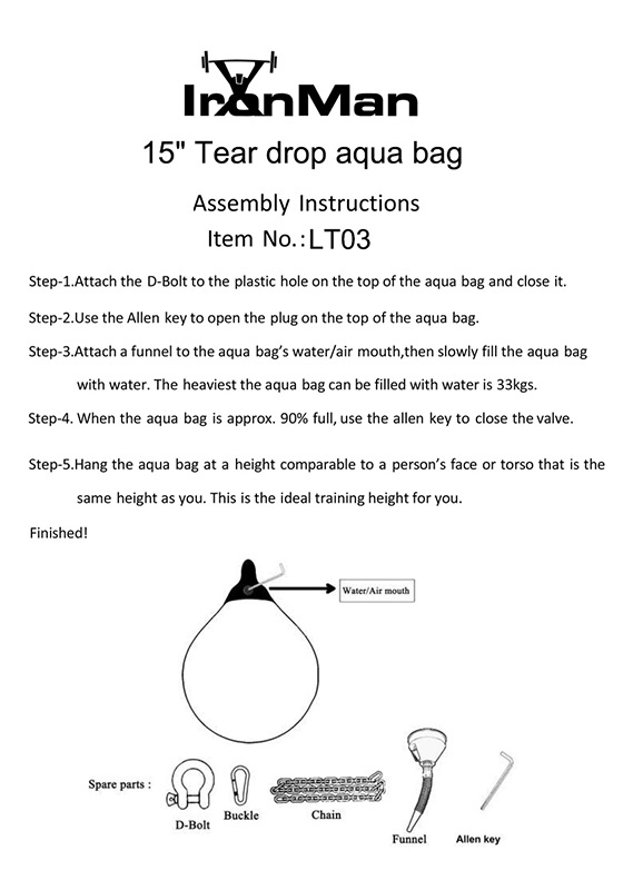 Ironman 15" Aqua Punching Bag Black - Image 8