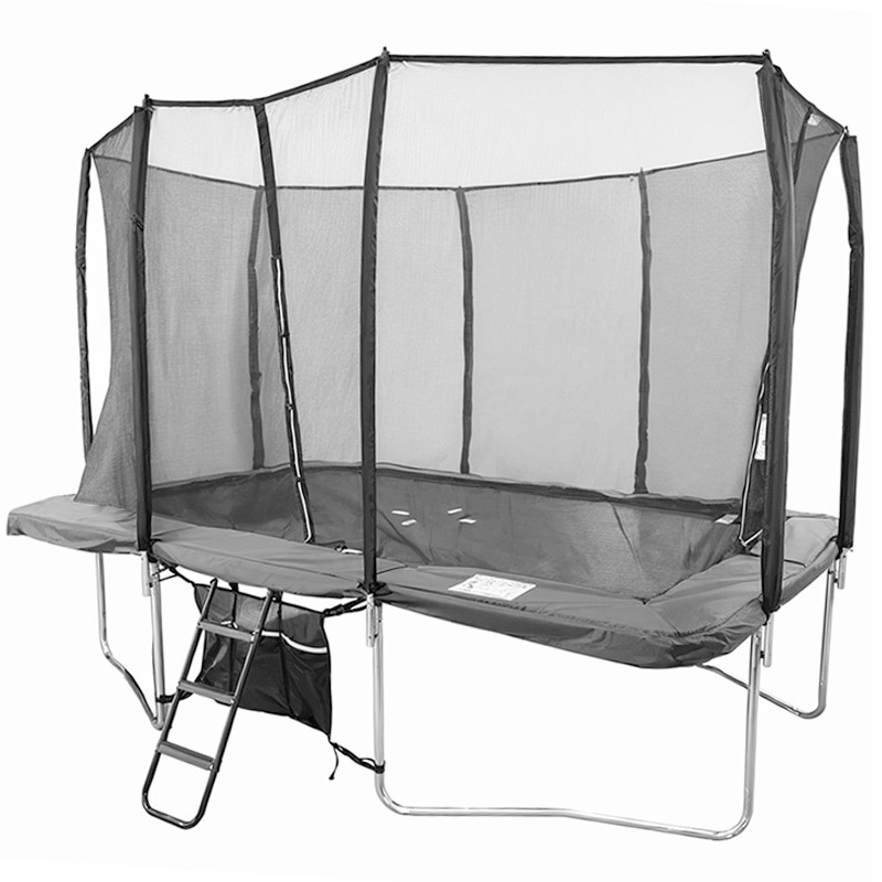 9x14ft Rectangular Trampoline with Safety Enclosure Grey