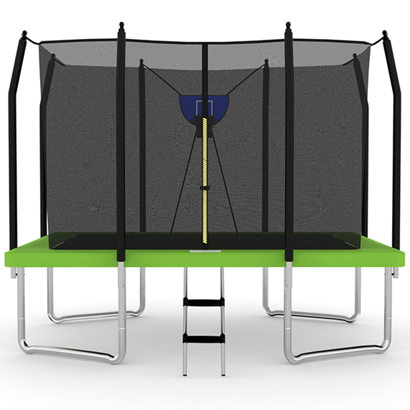 Big Air Bounce 8x12ft Rectangular Trampoline with Safety Enclosure Green FREE Ladder & Basketball Game