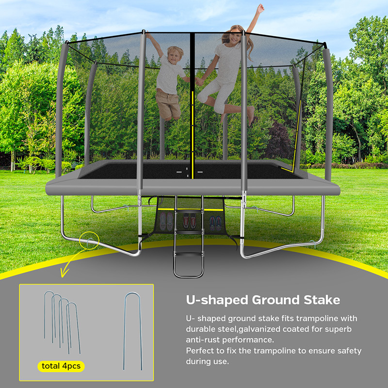 9x14ft Rectangular Trampoline with Safety Enclosure Blue