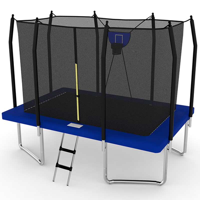 10x12ft Rectangular Trampoline with Safety Enclosure Blue FREE Ladder & Basketball Game