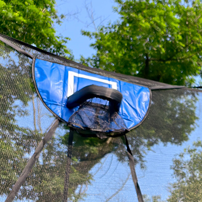 8x12ft Rectangular Trampoline with Safety Enclosure Grey FREE Ladder & Basketball Game