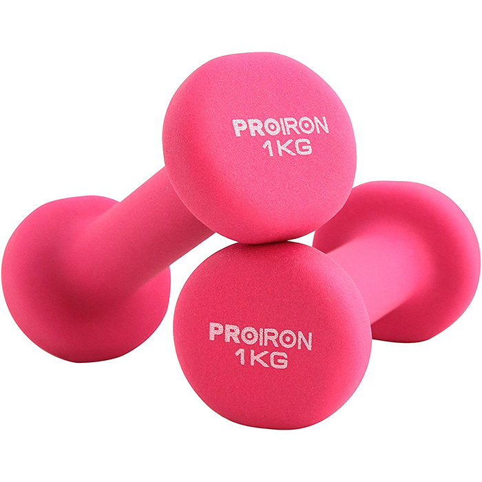 IronMan Neoprene Coated Cast Iron Dumbbell Set with Carry Rack