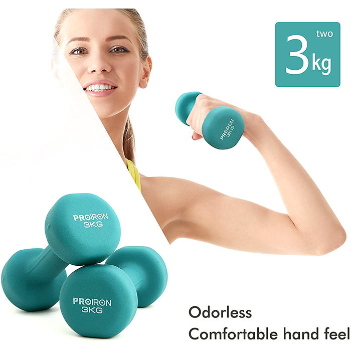 IronMan Neoprene Coated Cast Iron Dumbbell Set with Carry Rack