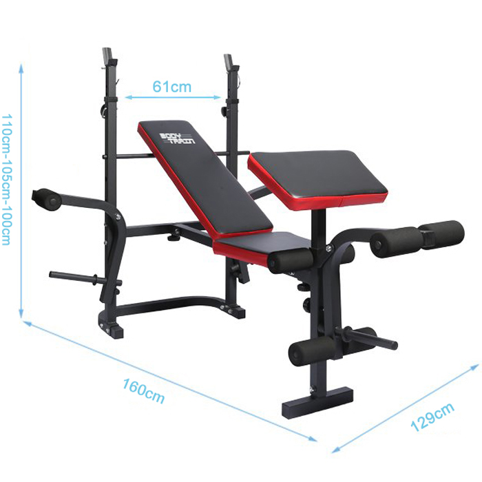 BodyTrain Elite Weight Bench & 60kg Standard Three-Piece Barbell Set