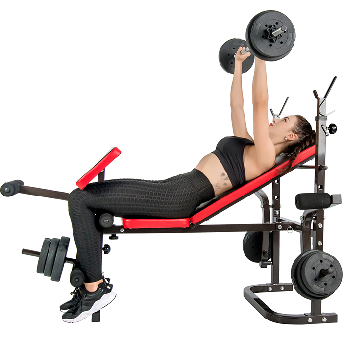 BodyTrain Elite Weight Bench & 60kg Standard Three-Piece Barbell Set