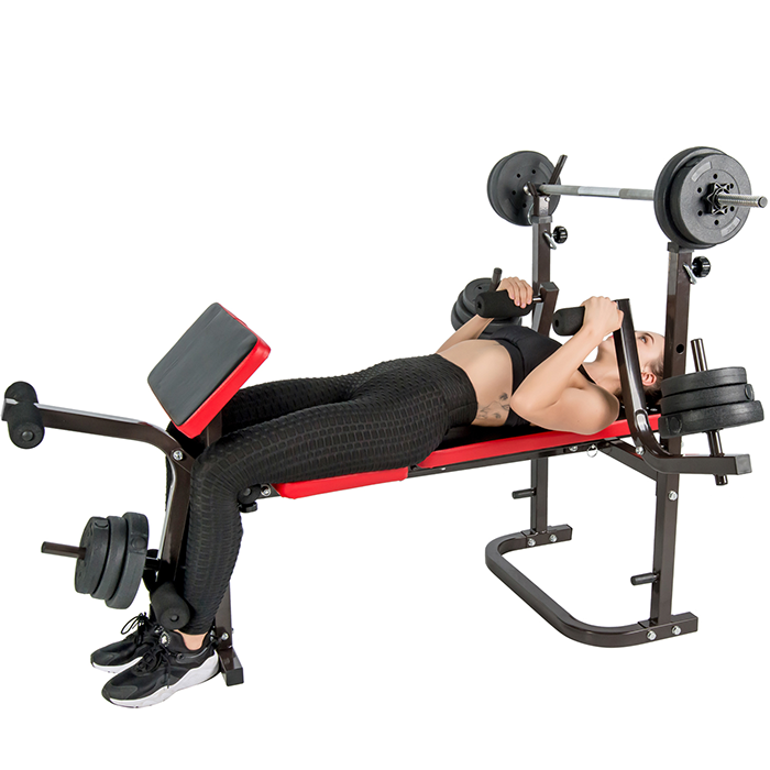 BodyTrain Elite Weight Bench & 60kg Standard Three-Piece Barbell Set
