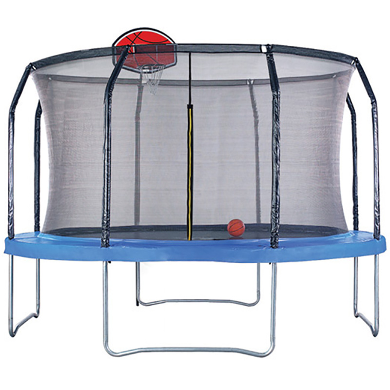 Air League 12ft Trampoline with Safety Enclosure - Free Basketball & Water Mister - Blue