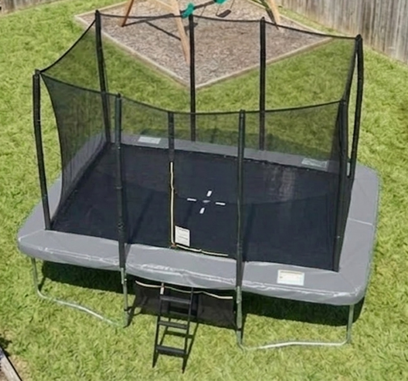 9x14ft Rectangular Trampoline with Safety Enclosure Grey