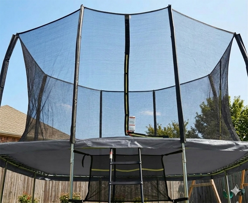 9x14ft Rectangular Trampoline with Safety Enclosure Grey