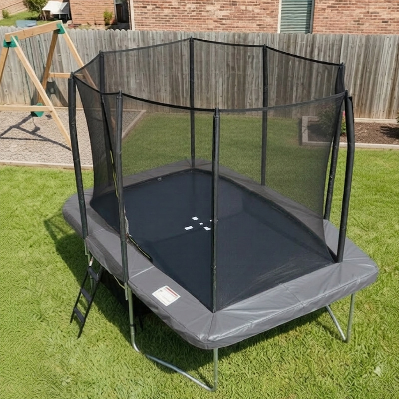 9x14ft Rectangular Trampoline with Safety Enclosure Grey
