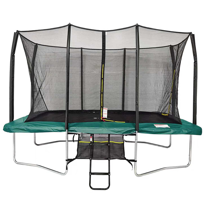 9x14ft Rectangular Trampoline with Safety Enclosure Green – Free Ladder & Shoe Tidy
