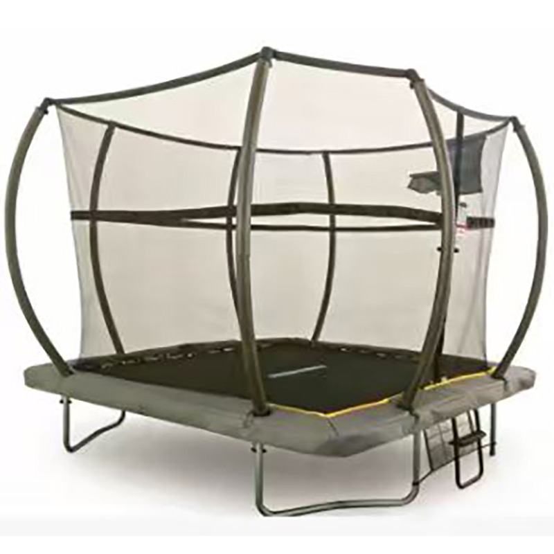 5x7ft Rectangular Trampoline with Safety Enclosure Grey - Free Ladder Shoe Tidy Anchor Kit Basketball